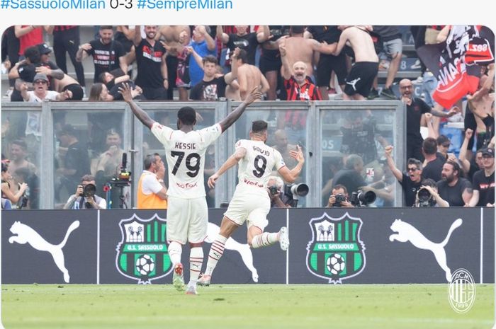 Rafael Leao menggila di babak pertama, AC Milan unggul 3-0 atas Sassuolo.