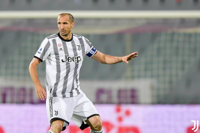 Bek Juventus, Giorgio Chiellini, saat menghadapi Fiorentina di pekan terakhir Liga Italia 2021-2022