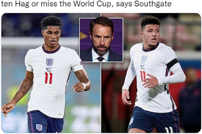 Marcus Rashford (kiri) dan Jadon Sancho (kanan) masih memiliki waktu untuk bisa mendapatkan kesempatan dipanggil ke skuad Piala Dunia 2022.