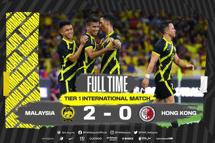 Timnas Malaysia menumbangkan Hongkong di Stadion Nasional Bukit Jalil, Kuala Lumpur,  Rabu (1/6/2022) malam.