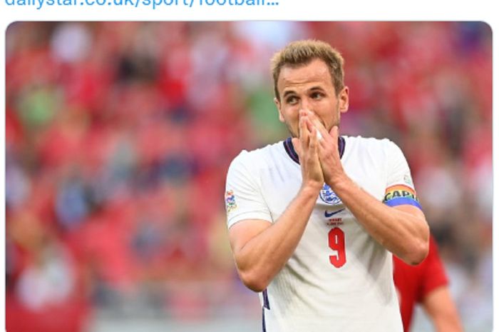 Ekspresi kekecewaan kapten timnas Inggris, Harry Kane, saat takluk dari timnaS Hungaria, Sabtu (5/6/2022).