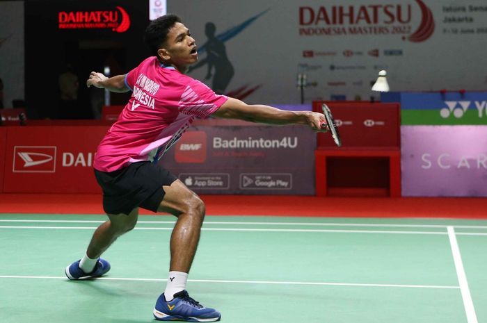 Pemain tunggal putra Indonesia, Chico Aura Dwi Wardoyo, ketika tampil pada kualifikasi tunggal putra Indonesia Masters 2022 di Istora Gelora Bung Karno, Senayan, Jakarta, Selasa (7/6/2022) 