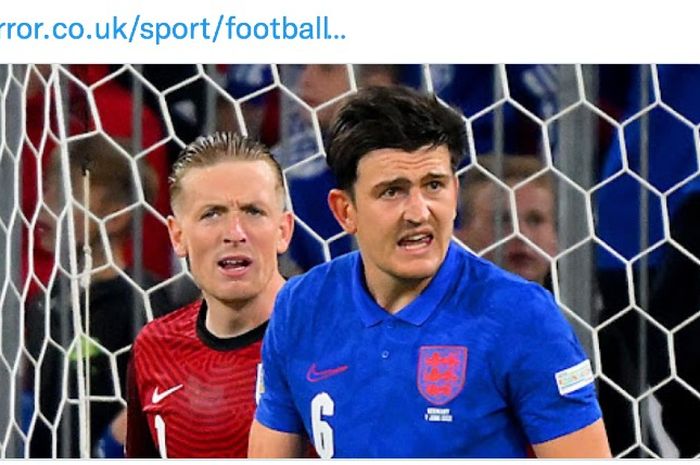 Bek Inggris, Harry Maguire, saat tampil menghadapi Jerman pada pertandingan UEFA Nations League di Allianz Arena, Muenchen, Rabu (8/6/2022) dini hari WIB.