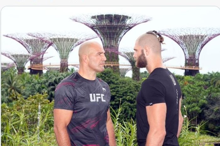 Glover Teixeira (kiri), dan Jiri Prochazka (kanan) yang akian disabung pada UFC 275 di Singapura.