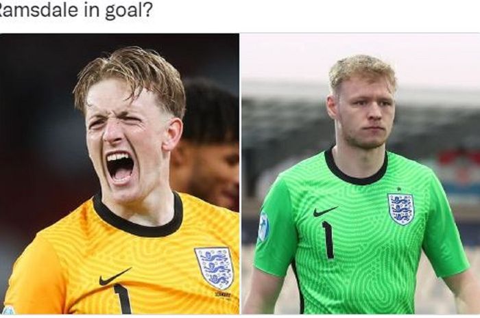 Jordan Pickford (kiri) dan Aaron Ramsdale ketika berseragam timnas Inggris.