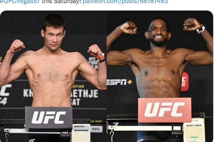 Kolase foto Shavkat Rakhmonov (kiri) dan Neil Magny (kanan) jelang UFC Vegas 57