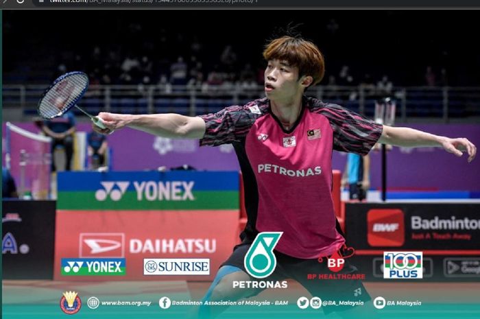 Pemain tunggal putra Malaysia, Ng Tze Yong pada pertandingan 16 besar Malaysia Masters 2022