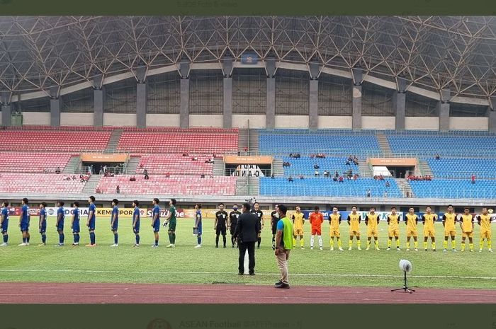 Suasana pertandingan lanjutan Grup A Piala AFF U-19 2022 antara Thailand vs Brunei Darussalam, Jumat (8/7/2022).