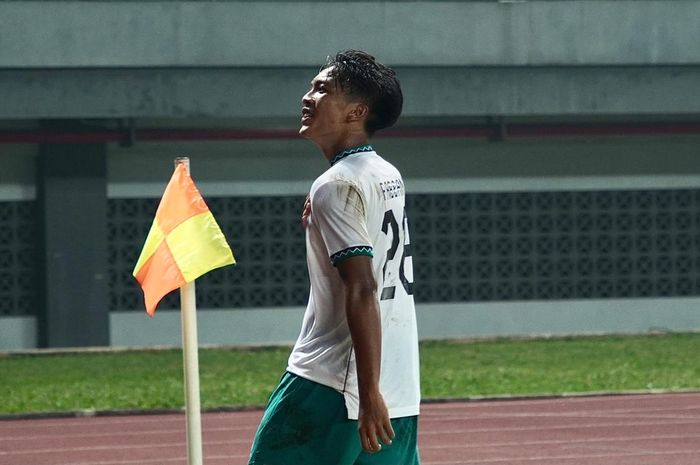 Penyerang timnas U-19 Indonesia, Rabbani Tasnim, dalam laga Grup A Piala AFF U-19 2022 menghadapi Myanmar, Minggu (10/7/2022) di Stadion Patriot Candrabhaga, Bekasi.