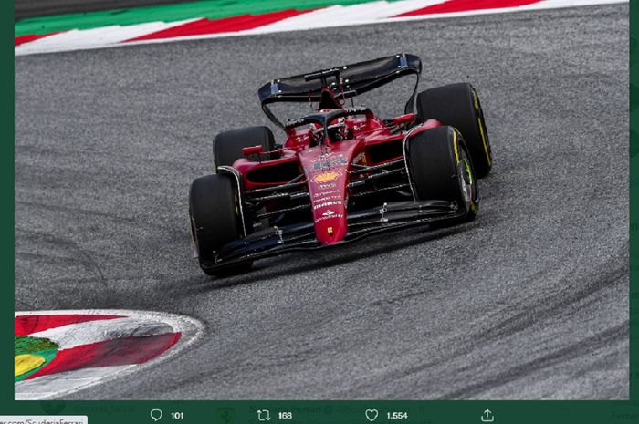 Aksi pembalap Ferrari, Charles Leclerc, pada GP Austria 2022