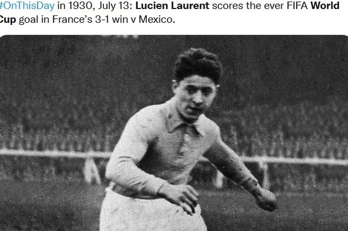 Lucien Laurent saat memperkuat Prancis pada Piala Dunia 1930.