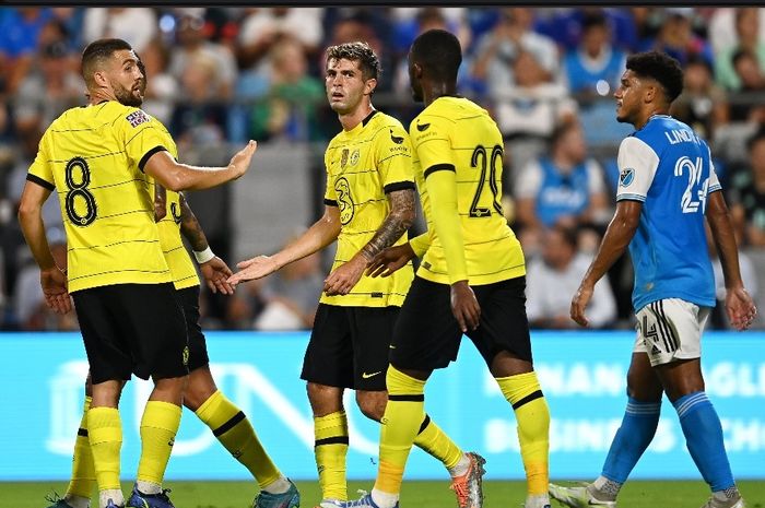 Christian Pulisic membuka angka bagi Chelsea dalam laga melawan Charlotte FC pada laga pramusim Liga Inggris 2022-2023, Kamis (21/7/2022) pagi WIB.