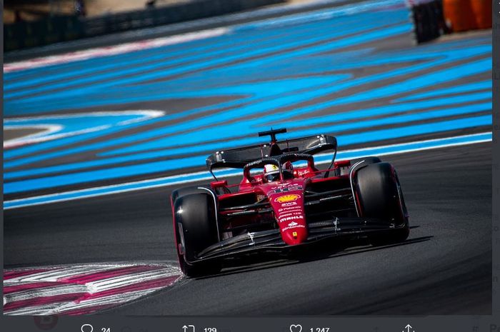 Pembalap Ferrari, Charles Leclerc tampil pada kualifikasi F1 GP Prancis 2022 di Sirkuit Paul Ricard, Sabtu (23/7/2022)