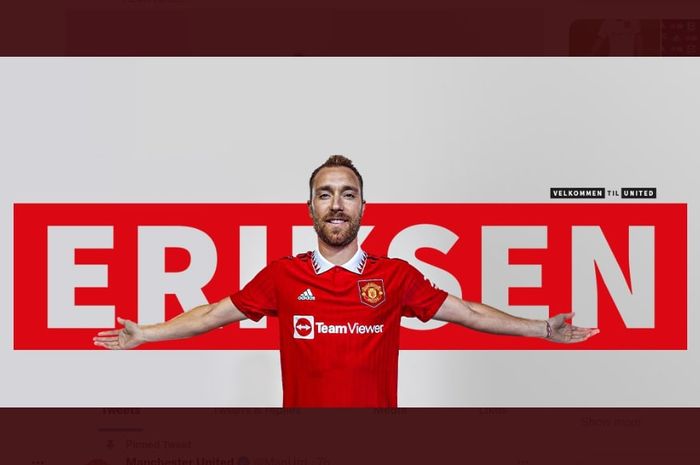 Christian Eriksen diperkenalkan secara resmi oleh Manchester United, Selasa (26/7/2022).