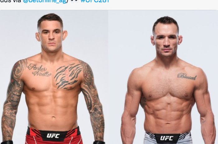 Petarung kelas ringan Dustin Poirier (kiri) dan Michael Chandler (kanan).