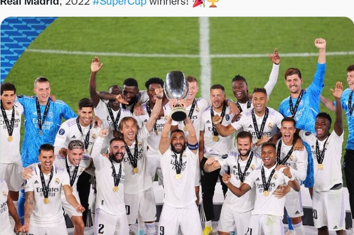 Real Madrid resmi menjadi juara Piala Super Eropa 2022 usai menaklukkan Eintracht Frankfurt 2-0.