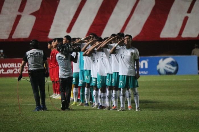 Skuad timnas U-16 Indonesia di Final Piala AFF U-16 2022.