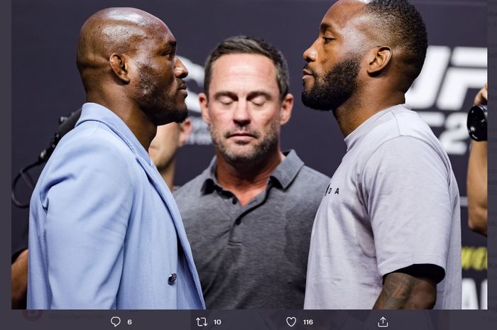 Kamaru Usman (kiri) akan berduel dengan Leon Edwards (kanan) dalam gelaran UFC 278.