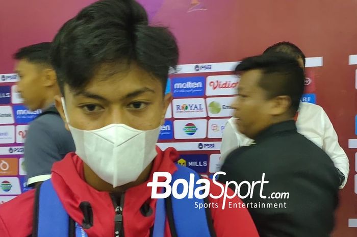 Kafiatur Rizky saat ditemui di mixed zone pasca-laga final Piala AFF U-16 2022 antara timnas U-16 Indonesia Vs Vietnam, Jumat (12/8/2022).