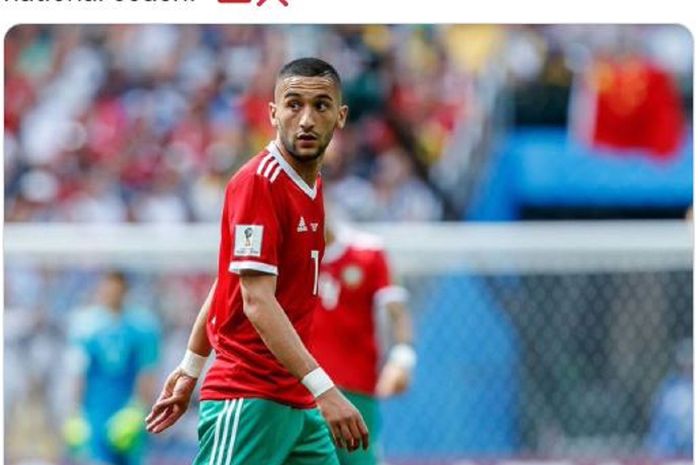 Hakim Ziyech saat masih membela timnas Maroko.