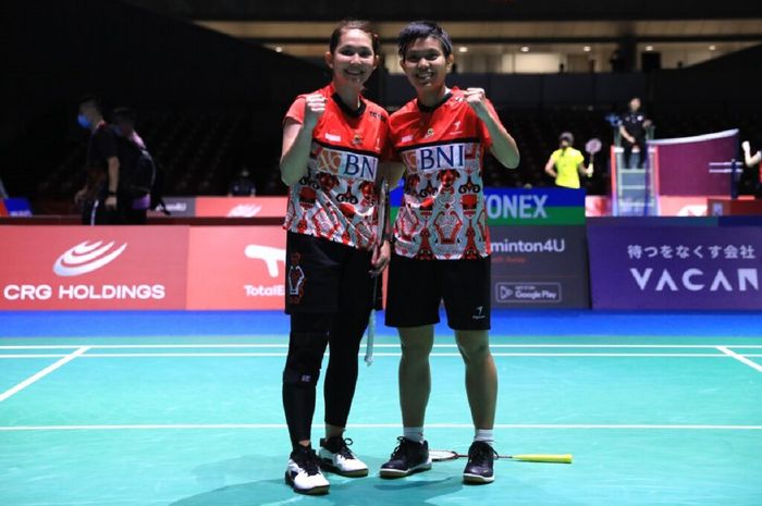 Pasangan ganda putri Indonesia Ribka Sugiarto/Siti Fadia Silva Ramadhanti usai jalani pertandingan pertama di Kejuaraan Dunia 2022, Senin (22/8/2022)