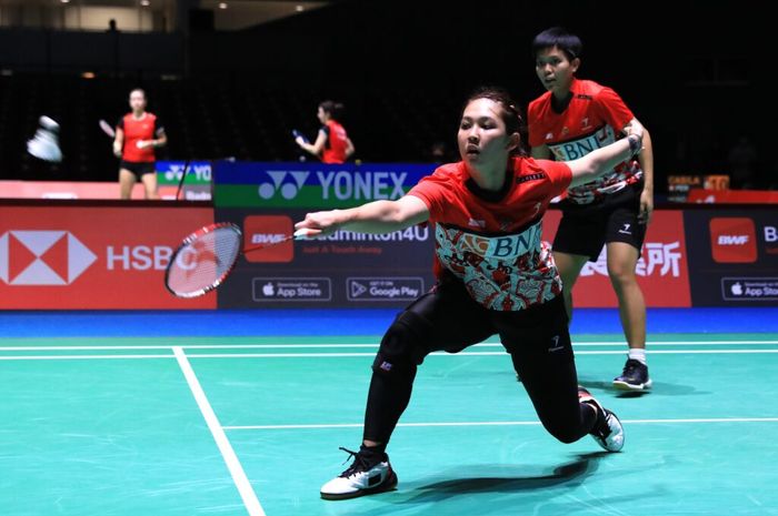 Pasangan ganda putri Indonesia Ribka Sugiarto/Siti Fadia Silva Ramadhanti pada pertandingan pertama di Kejuaraan Dunia 2022, Senin (22/8/2022)