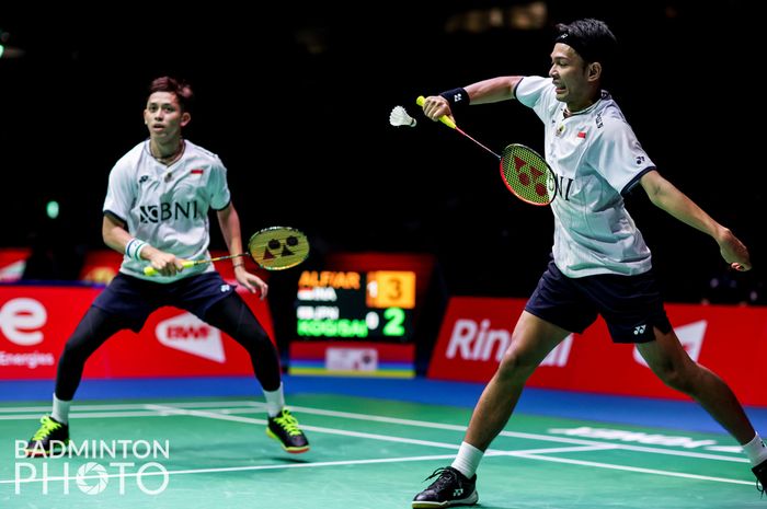 Pasangan ganda putra Indonesia, Fajar Alfian/Muhammad Rian Ardianto, pada babak ketiga Kejuaraan Dunia 2022 di Tokyo Metropolitan Gymnasium, Kamis (25/8/2022).