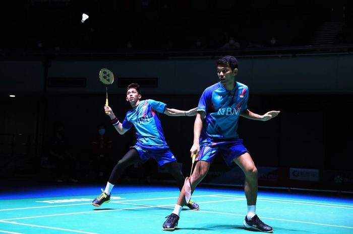 Pasangan ganda putra Indonesia, Fajar Alfian/Muhammad Rian Ardianto pada pertandingan babak pertama Japan Open 2022, Rabu (31/8/2022)