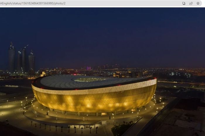 Penampakan Lusail Stadium yang akan menjadi tempat partai final Piala Dunia 2022 di Qatar.