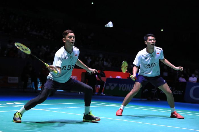 Pasangan ganda putra Indonesia, Fajar Alfian/Muhammad Rian Ardianto pada pertandingan perempat final Japan Open 2022, Jumat (2/9/2022)