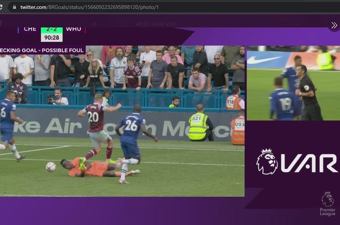 Gol penyerang West Ham United, Maxwel Cornet, ke gawang Chelsea dianulir wasit