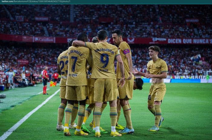 Barcelona tampil solid pada jornada keempat Liga Spanyol 2022-2023 dengan menghajar Sevilla 3-0, Minggu (4/9/2022) dini hari WIB.