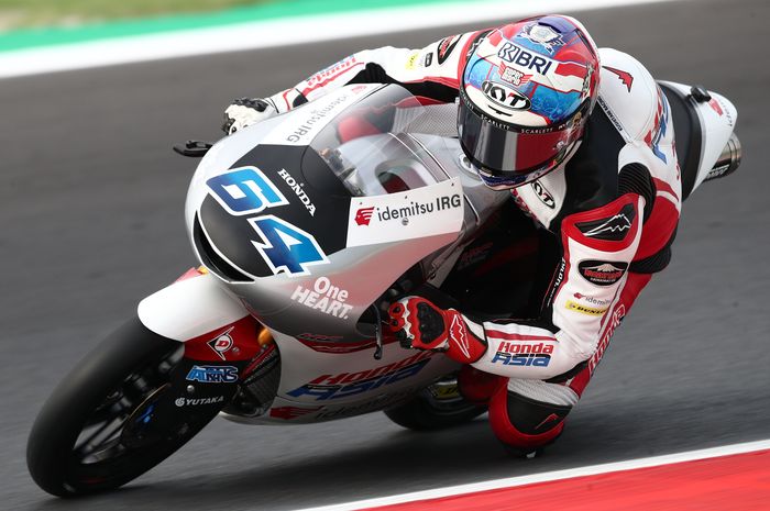 Pembalap Indonesia, Mario Suryo Aji, saat sesi kualifikasi Moto3 San Marino 2022 pada Sabtu, 2 September 2022 di Sirkuit Misano, Italia