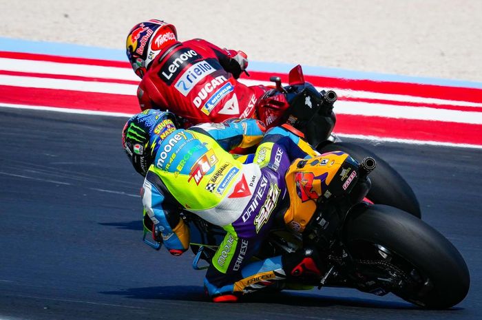Pembalap Mooney VR46 Ducati, Marco Bezzecchi saat mengaspal di MotoGP San Marino 2022 (4/9/2022).