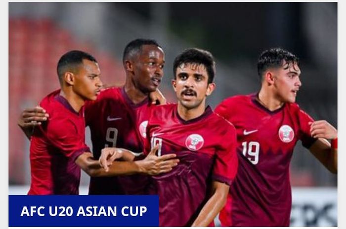 Para pemain Timnas U-20 Qatar saat merayakan gol ke gawang Bhutan pada pertandingan Grup B Kualifikasi Piala Asia U-20 2023, Rabu (14/9/2022).