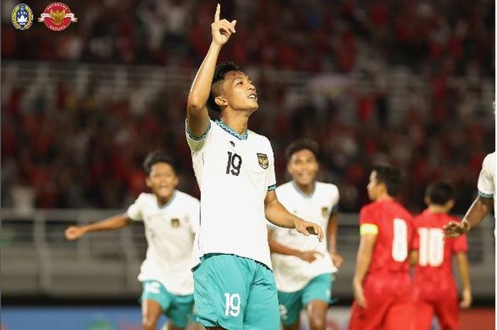 Selebrasi gol pemain Timnas U-20 Indonesia, Rabbani Tasnim