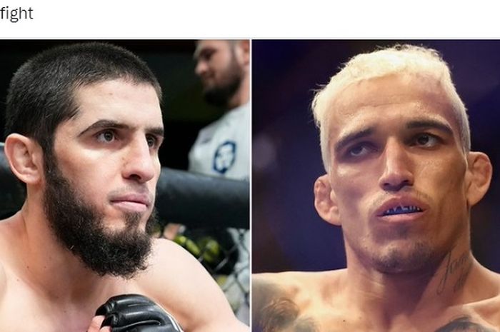 Montase dua jagoan kelas ringan yang bakal beradu kuat di UFC 280, Islam Makhachev (kiri), dan Charles Oliveira (kanan).