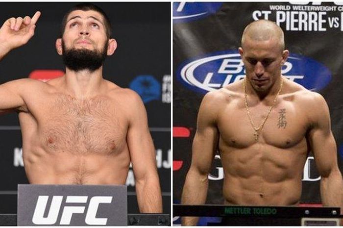 Dua legenda UFC, Khabib Nurmagomedov (kiri) dan George St-Pierre.