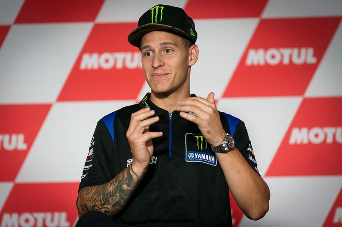 Pembalap Monster Energy Yamaha, Fabio Quartararo, pada konferensi pers MotoGP Jepang, Kamis, 22 September 2022