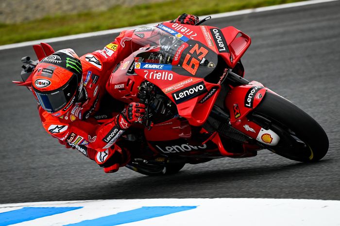 Pembalap Ducati Lenovo, Francesco Bagnaia pada sesi latihan bebas hari kedua MotoGP Jepang 2022, Sabtu (24/9/2022)