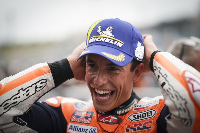 Pembalap Repsol Honda, Marc Marquez, setelah sesi kualifikasi MotoGP Jepang 2022 di Sirkuit Motegi, Sabtu (24/9/2022).