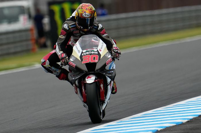 Pembalap LCR Honda, Takaaki Nakagami, pada balapan MotoGP Jepang 2022 di Sirkuit Motegi, Minggu (25/9/2022)