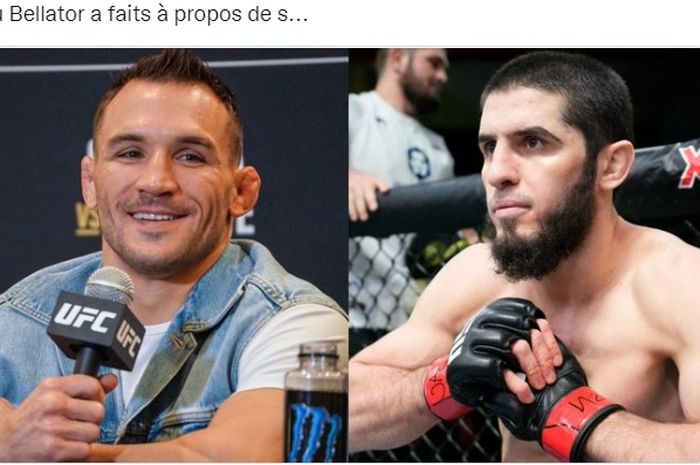 Montase dua jagoan UFC, Islam Makhachev (kanan), dan Michael Chandler (kiri).