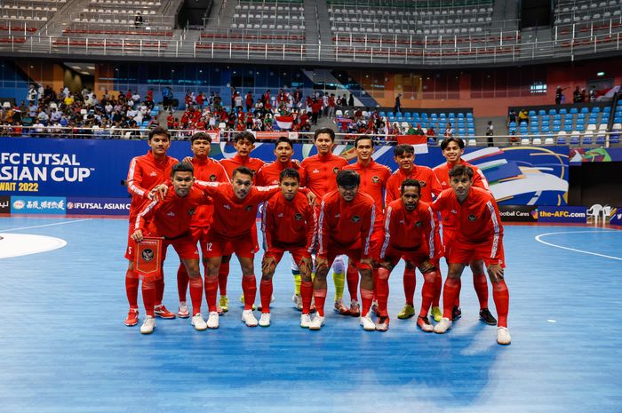 Timnas futsal Indonesia saat melawan Iran di Saad Al Abdullah Hall, Kuwait City pada Rabu (28/9/2022) di ajang Piala Futsal Asia 2022