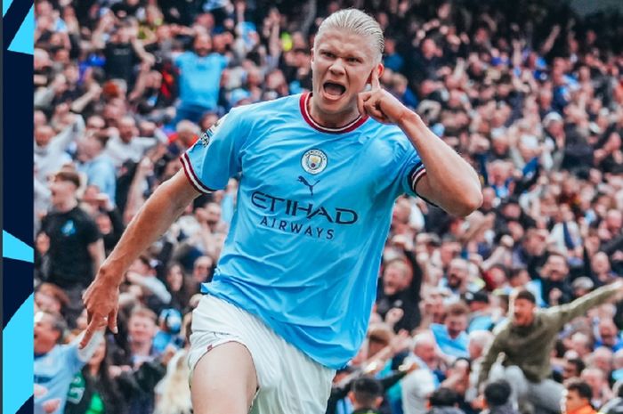 Striker Manchester City Erling Haaland tampil luar biasa menggilas Manchester United dalam Liga Inggris di Stadion Etihad, Manchester, Mingu (2/10/2022) malam WIB.