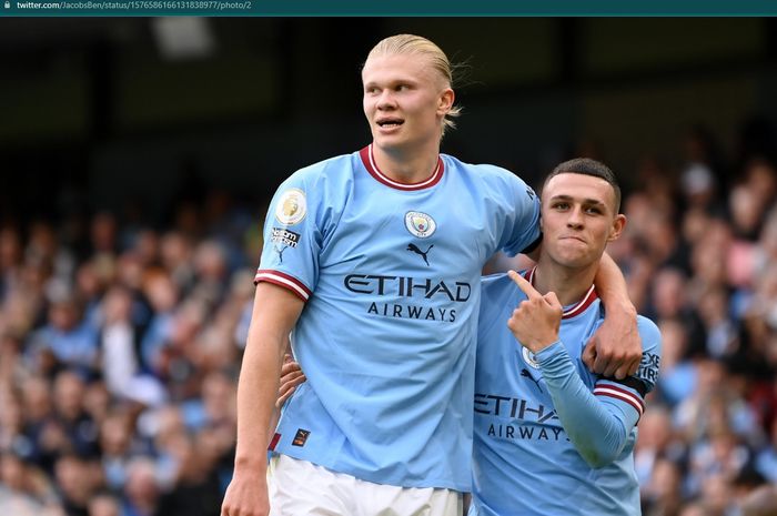 Erling Haaland dan Phil Foden kompak torehkan hat-trick dalam laga Derbi Manchester yang dimenangkan Manchester City 6-3 di Etihad Stadium, Minggu (2/10/2022) malam WIB.