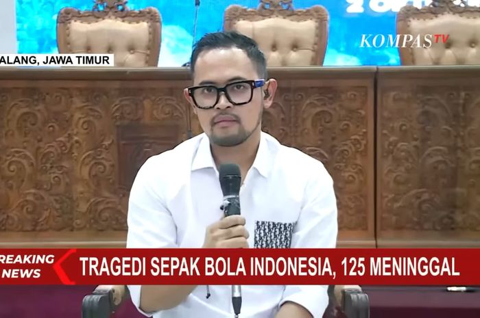 Presiden Arema FC, Gilang Widya Pramana dalam acara Breaking News, Kompas TV, Minggu (2/10/2022)