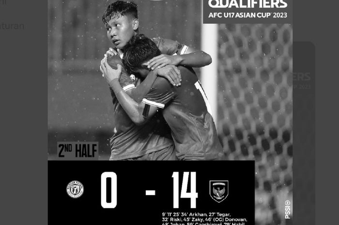 Timnas U-17 Indonesia menggunduli Guam dalam Kualifikasi Piala Asia U-17 2023 di Stadion Pakansari, Bogor, 3 Oktober 2022.