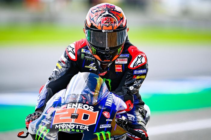 Pembalap Monster Energy Yamaha, Fabio Quartararo pada MotoGP Thailand 2022 di Sirkuit Internasional Chang, Buriram, Thailand, Minggu (2/10/2022)