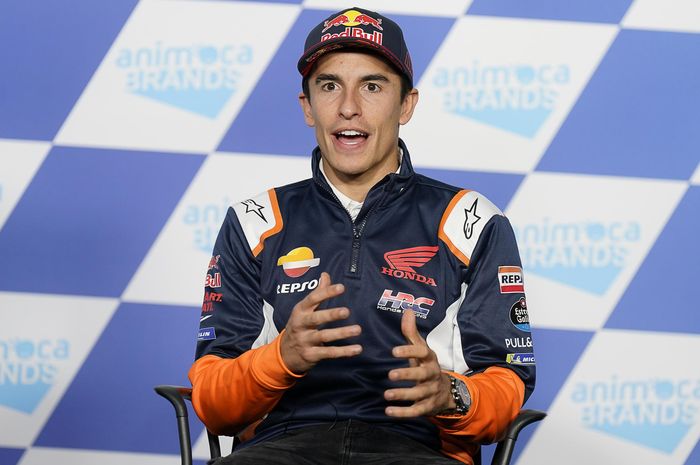 Pembalap Repsol Honda, Marc Marquez pada sesi press conference MotoGP Australia 2022 di Sirkuit Phillip Island, Australia, Kamis (13/10/2022)